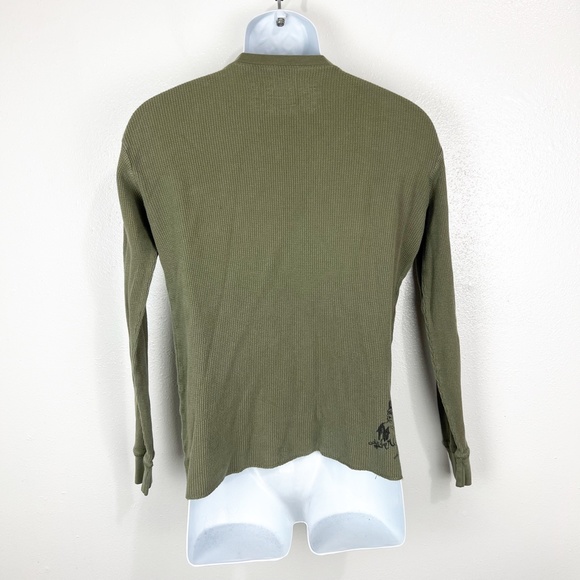 Quicksilver Green Waffle Knit Pullover Sweatshirt Thermal Sweater Men's Medium - Picture 2 of 10